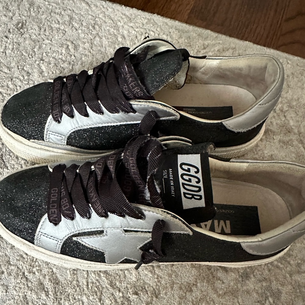 Black sparkle golden goose. Size 36